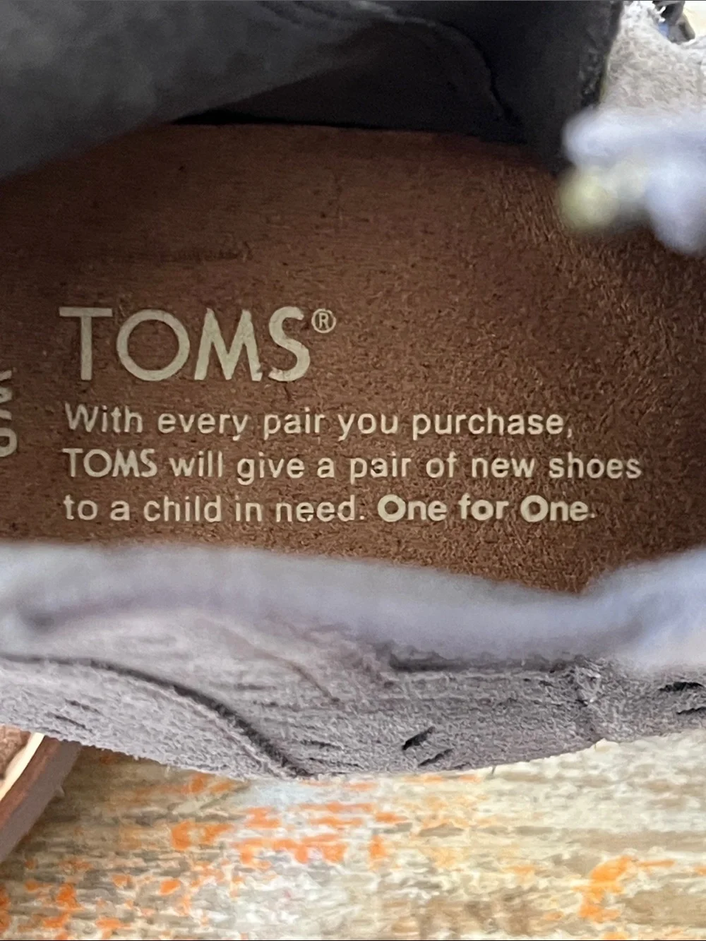 TOMS FORGED IRON SUEDE MAJORCA PEEP TOE BOOTIES GREY PERFORATED LEAF Size 9